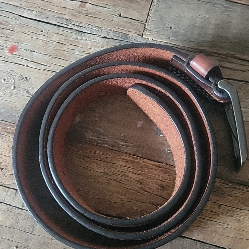Columbia Vintage Brown Leather Belt with Fabric Inlay
